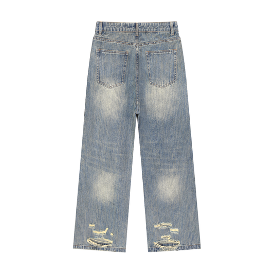 Vintage Wash Distressed Denim Jeans - Rapper's Digest