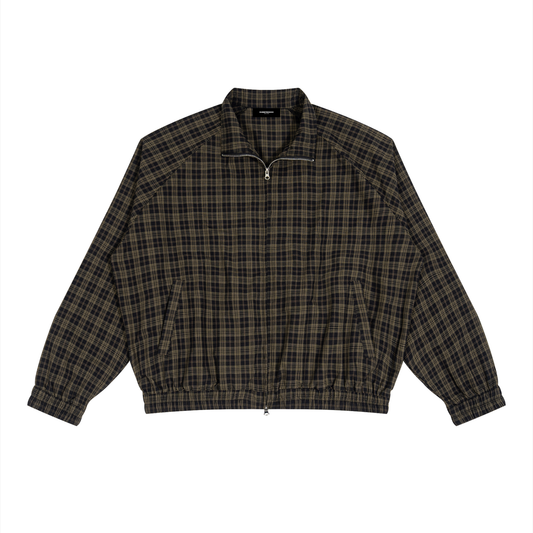 Plaid Full-Zip Track Jacket