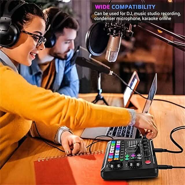 Live Sound Card Audio Mixer Podcast Interface