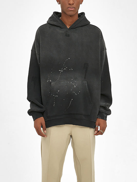 Vintage Wash Frayed Fleece Hoodie - Rapper's Digest