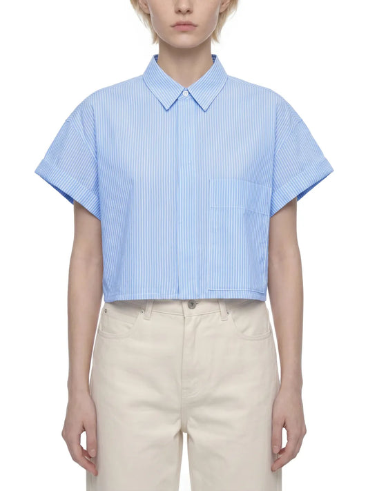 Striped Boxy Cropped Shirt
