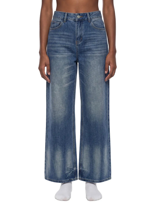 Vintage Wash Wide Leg Jeans