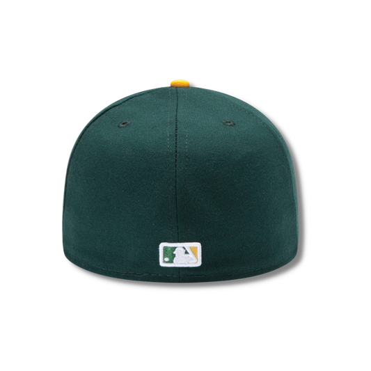 Green Yellow Oakland Athletics SKI Mask fitted baseball hat - DUMBFRESHCO