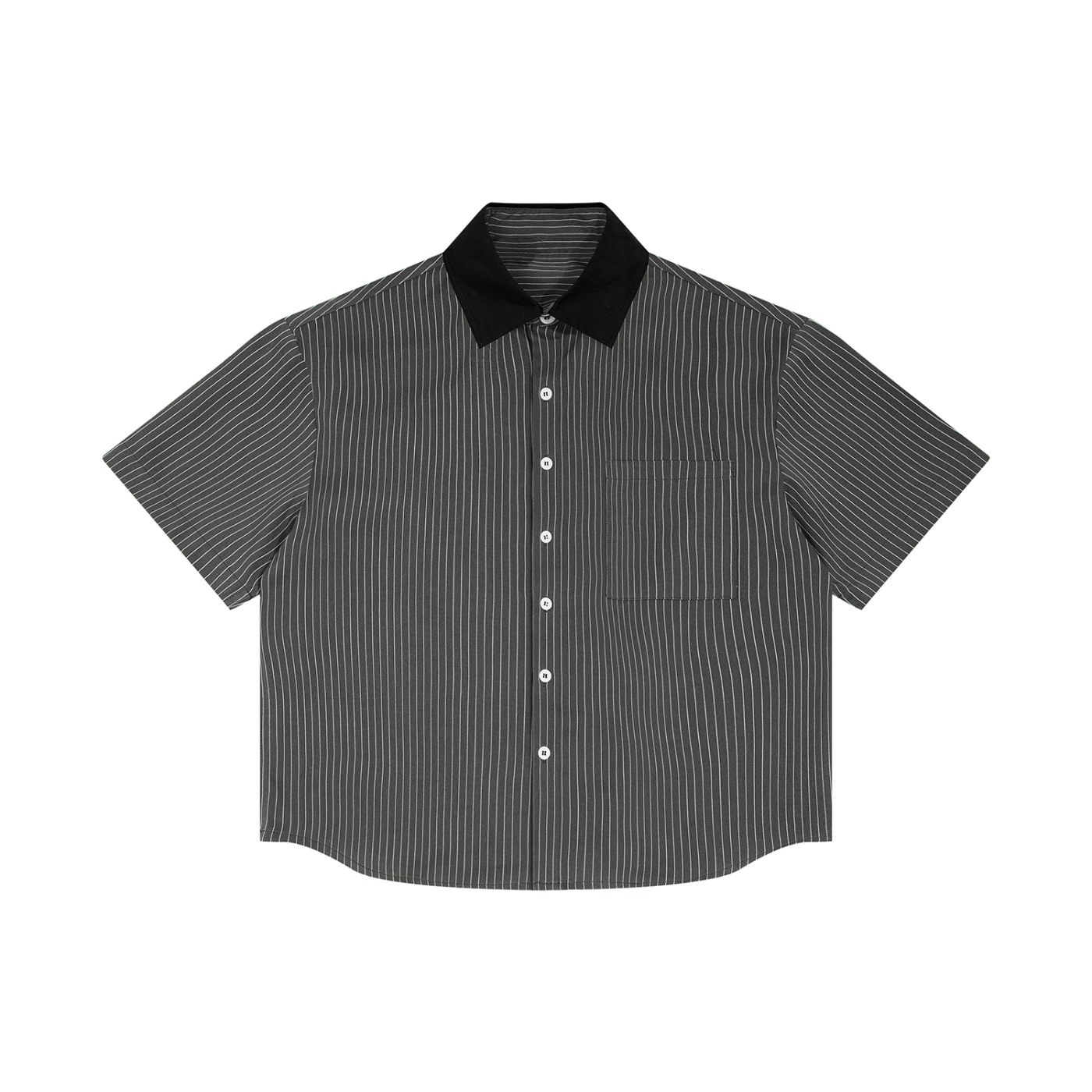 Striped Boxy Contrast Collar Shirt