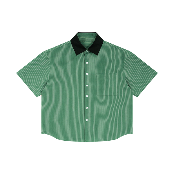Striped Boxy Contrast Collar Shirt - Rapper's Digest