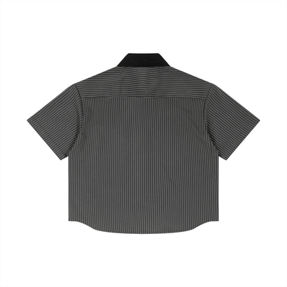 Striped Boxy Contrast Collar Shirt