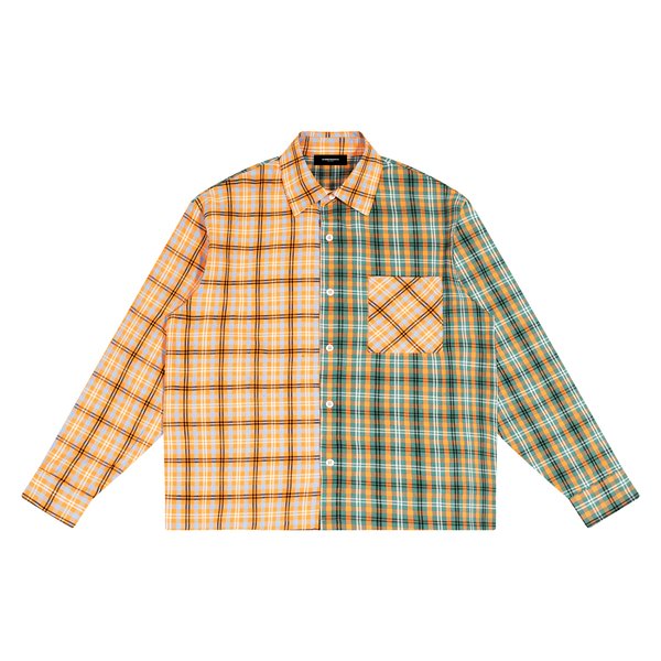 Oversized Plaid Color Block Shirt - Rapper's Digest