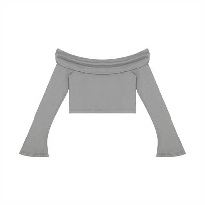Off-the-Shoulder Bell Sleeve Crop T-Shirt