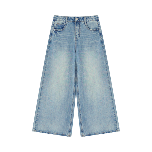 Vintage Wash Wide Leg Jeans