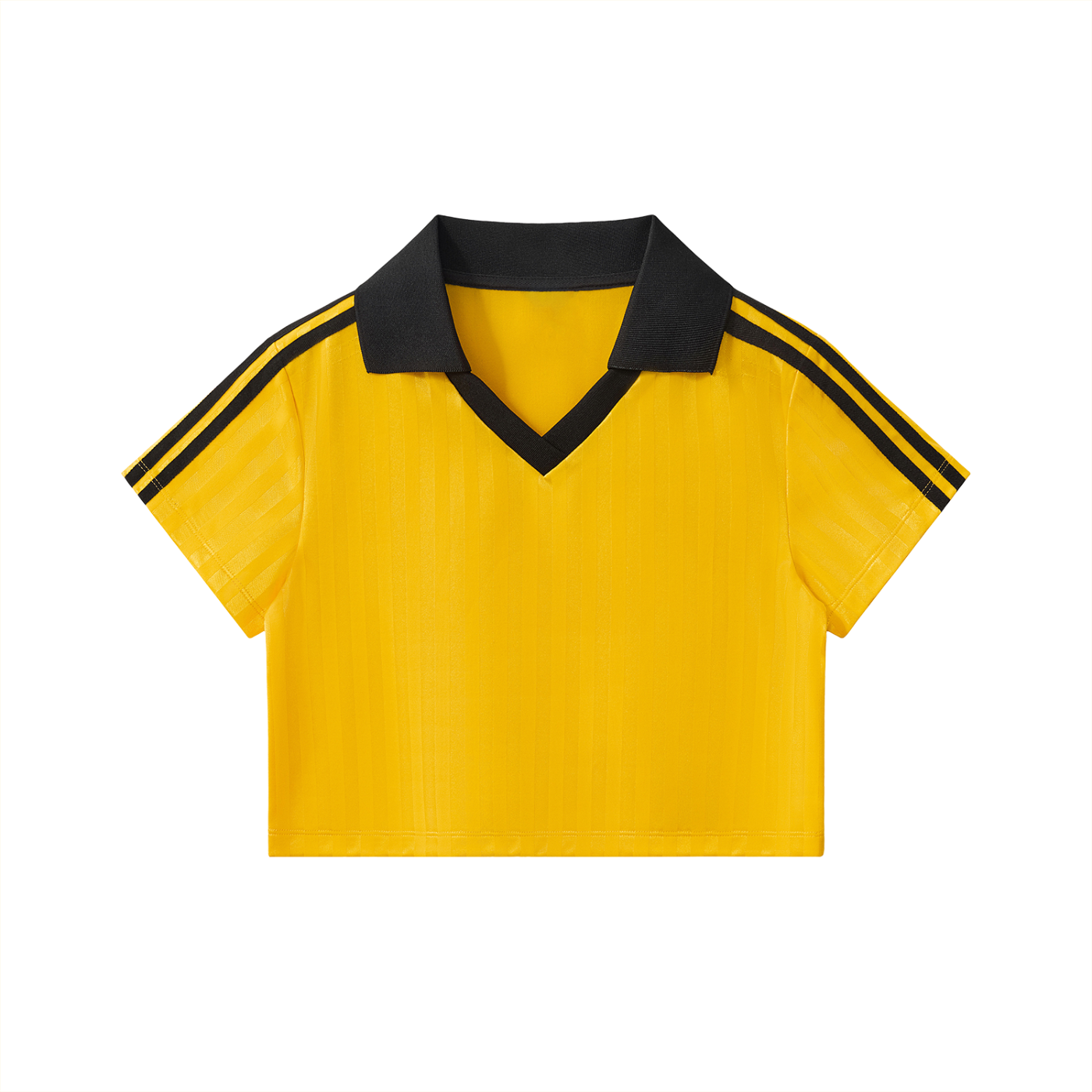 Contrast Collar Striped Cropped Jersey - Rapper's Digest