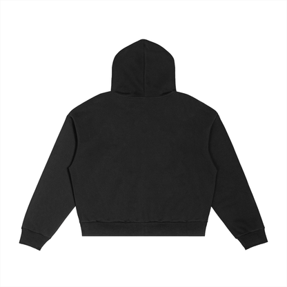 Contrast Plaid Boxy Zip Hoodie - Rapper's Digest