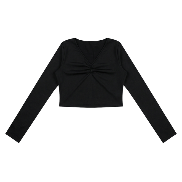 Ruched Long Sleeve Crop T-Shirt - Rapper's Digest
