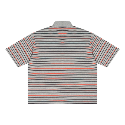 Striped Boxy Collared Polo Shirt