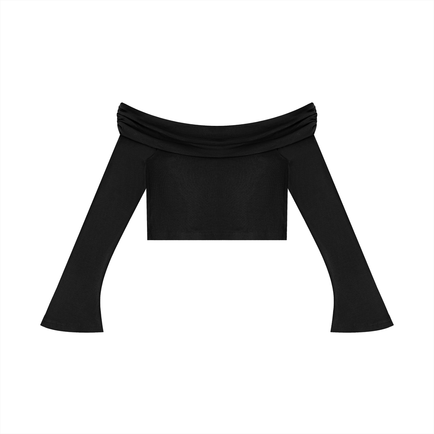 Off-the-Shoulder Bell Sleeve Crop T-Shirt