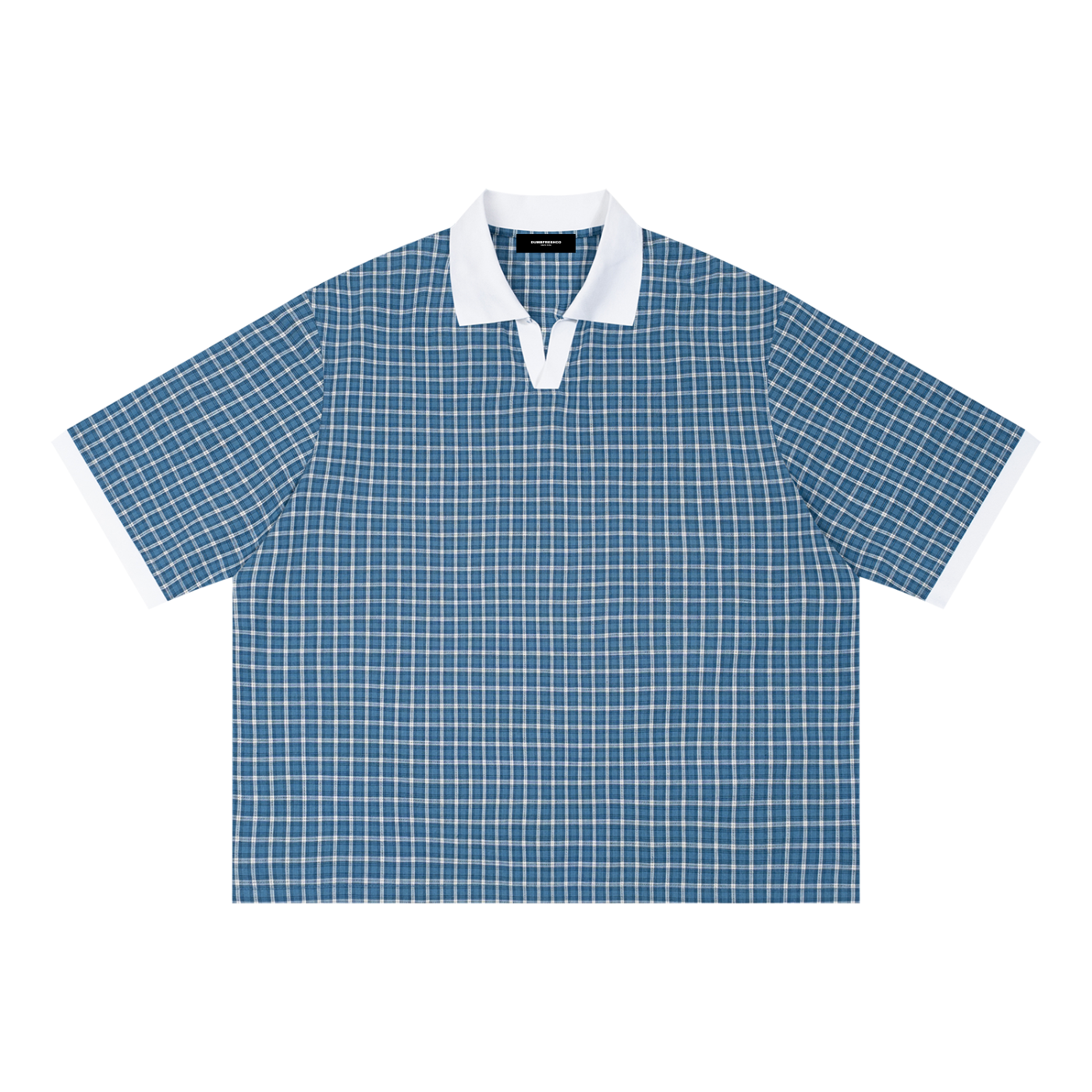 Boxy Plaid Color Block Polo Shirt