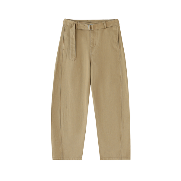 Belted Barrel-leg Chino Pants - Rapper's Digest