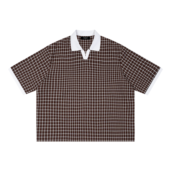 Boxy Plaid Color Block Polo Shirt - Rapper's Digest