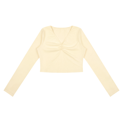 Ruched Long Sleeve Crop T-Shirt