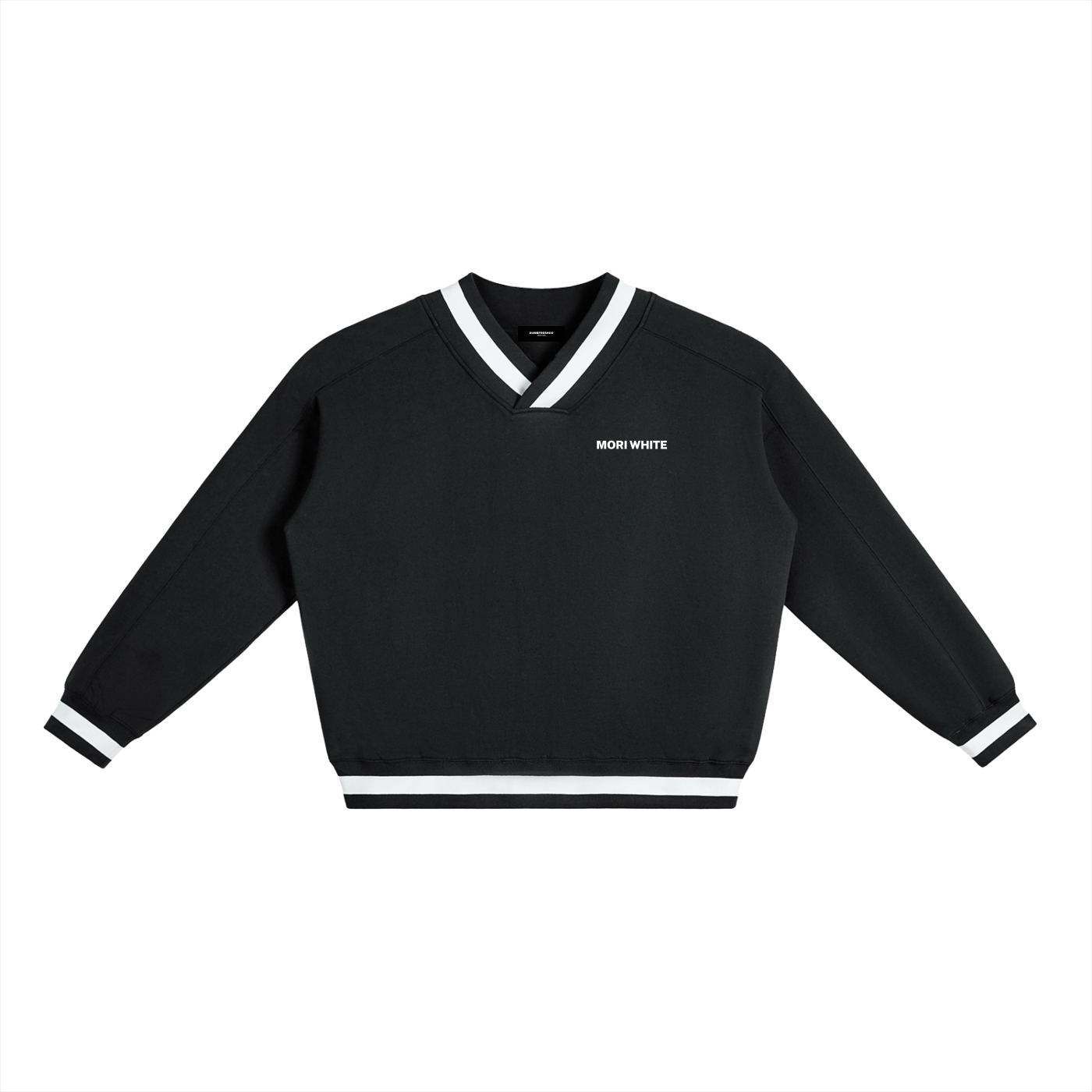 Mori White V-Neck Collar Boxy Sweatshirt - Rapper's Digest