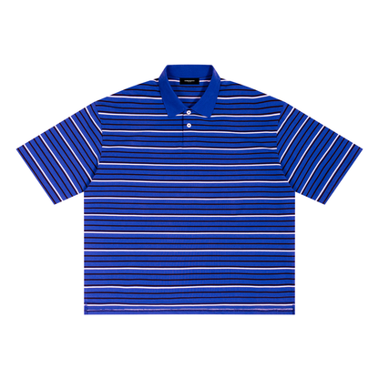 Striped Boxy Collared Polo Shirt