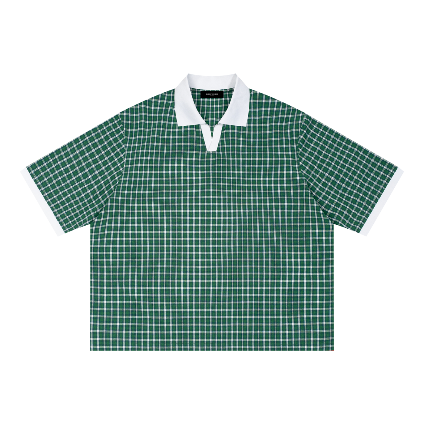 Boxy Plaid Color Block Polo Shirt