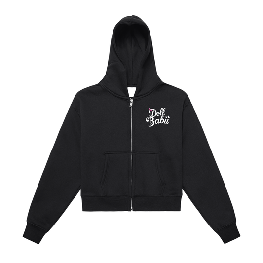 Doll Babii Fleeced Zip-Up Cropped Hoodie - Rapper's Digest