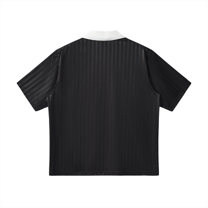 Contrast Collar Striped Soccer Jersey - Rapper's Digest