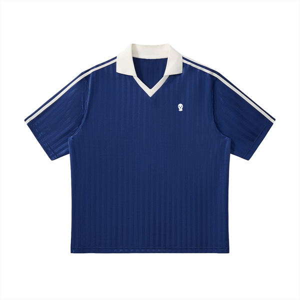 Contrast Collar Striped Soccer Jersey - Rapper's Digest