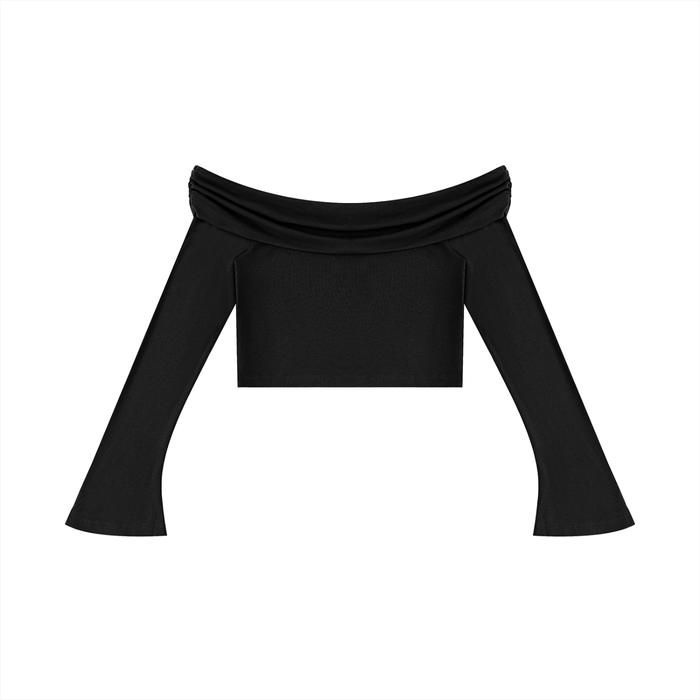 Off-the-Shoulder Bell Sleeve Crop T-Shirt
