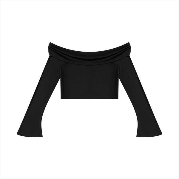 Off-the-Shoulder Bell Sleeve Crop T-Shirt - Rapper's Digest