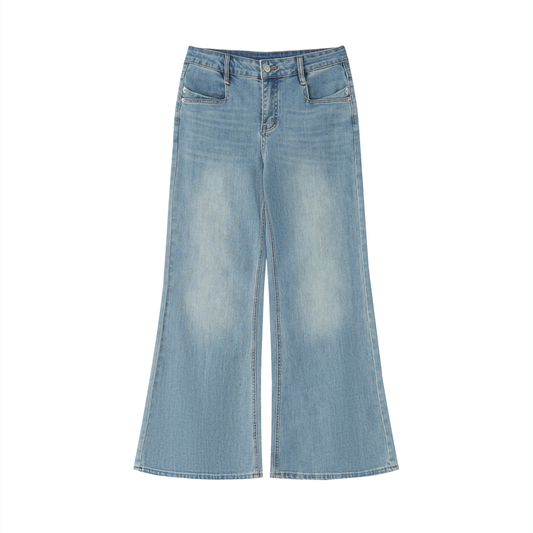 Vintage Wash Flared Leg Jeans
