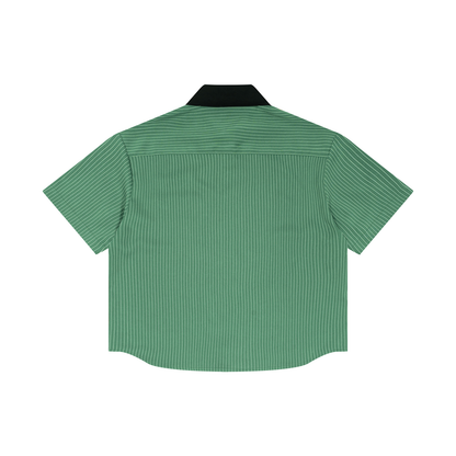 Striped Boxy Contrast Collar Shirt