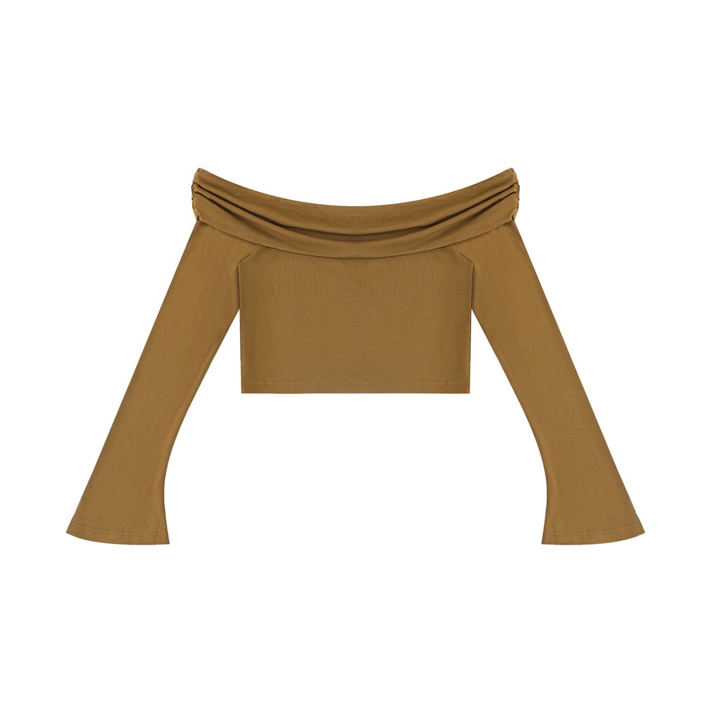 Off-the-Shoulder Bell Sleeve Crop T-Shirt