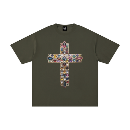 Jeweled Cross Cotton T-Shirt