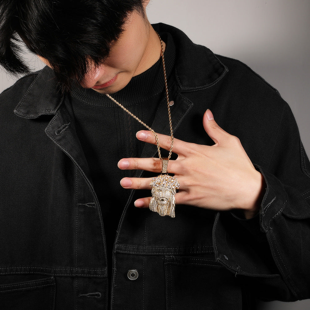 Hip Hop Iced Out CZ Jesus Piece Pendant Necklace