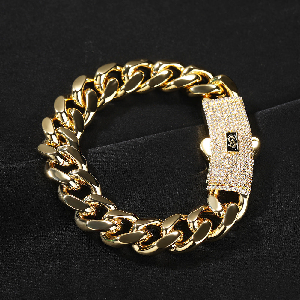 Hip-hop diamond-encrusted clasp Cuban chain