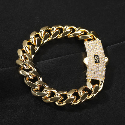 Hip-hop diamond-encrusted clasp Cuban chain