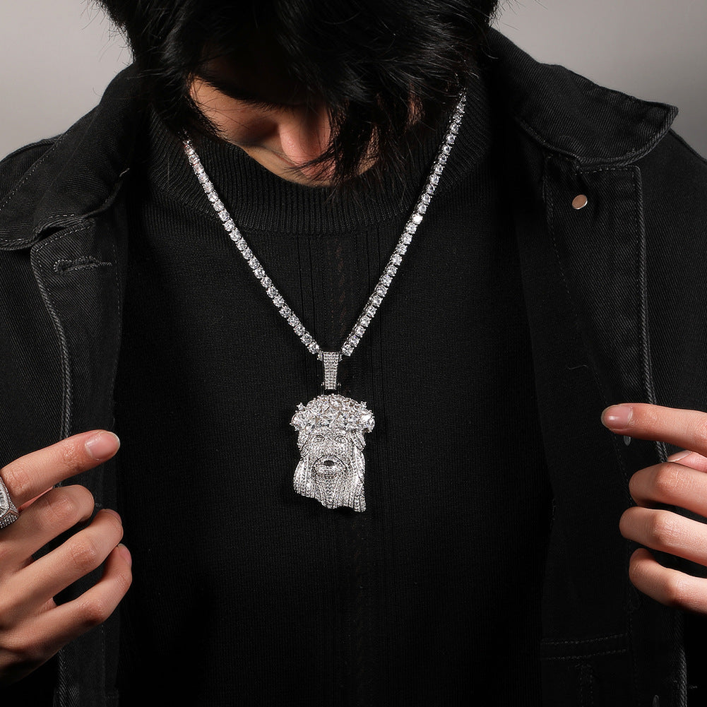 Hip Hop Iced Out CZ Jesus Piece Pendant Necklace