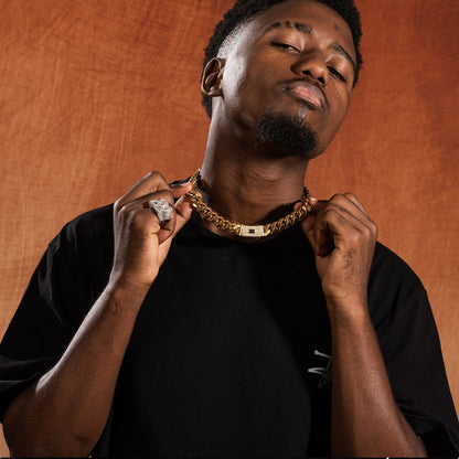 Hip-hop diamond-encrusted clasp Cuban chain