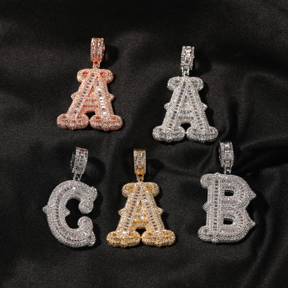 Hip-hop fully diamond-encrusted letter necklace