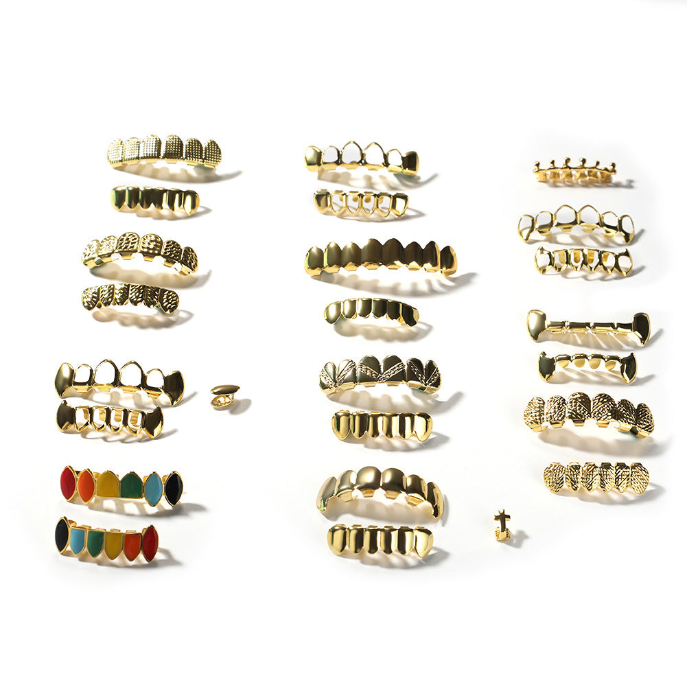 Hip-hop polished grillz with gold electroplating