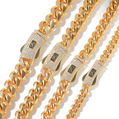 Hip-hop diamond-encrusted clasp Cuban chain