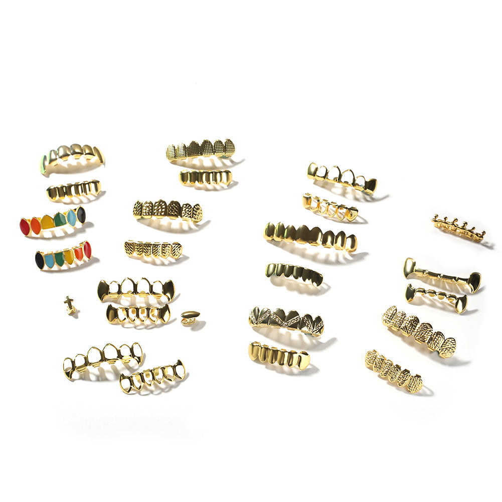 Hip-hop polished grillz with gold electroplating