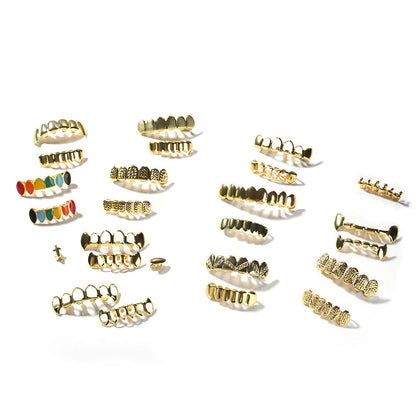 Hip-hop polished grillz with gold electroplating