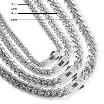 Hip-hop diamond-encrusted clasp Cuban chain