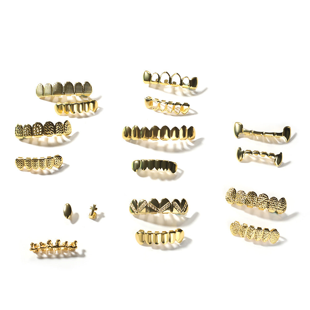 Hip-hop polished grillz with gold electroplating