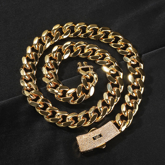 Hip-hop diamond-encrusted clasp Cuban chain