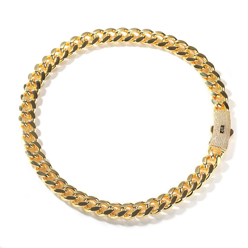 Hip-hop diamond-encrusted clasp Cuban chain