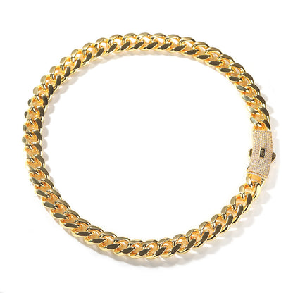 Hip-hop diamond-encrusted clasp Cuban chain