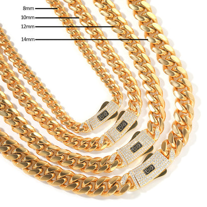 Hip-hop diamond-encrusted clasp Cuban chain